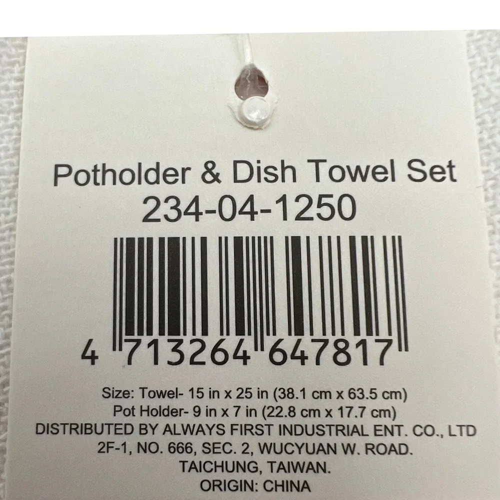 Always First Potholder Dish Towel Set Red White New Valentine Heart